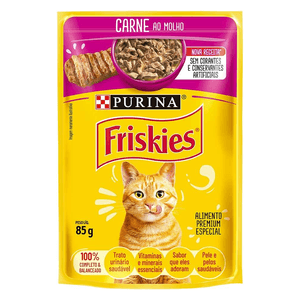 Friskies Ração Úmida Para Gatos Adultos  Carne Ao Molho - 85G