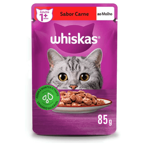 Ração Úmida Whiskas Sachê Carne Ao Molho Para Gatos Adultos  - 85G