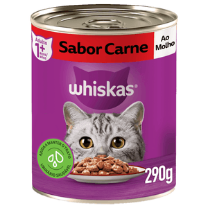 Ração Úmida Whiskas Lata Carne Ao Molho Para Gatos Adultos  - 290G