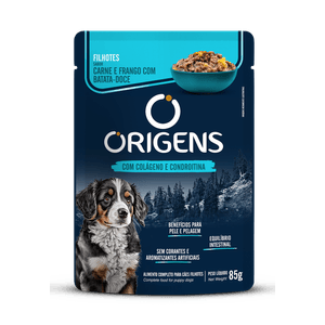 Sachê Origens Cães Filhotes Sabor Carne e Frango Com Batata-Doce 85G
