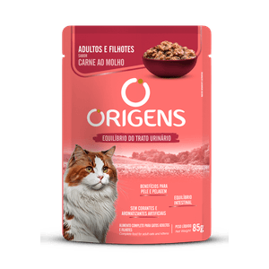 Sachê Origens Gatos Adultos e Filhotes Sabor Carne ao Molho 85G