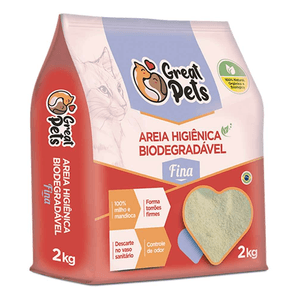 Areia Biodegradável Milho Mandioca  Fina -  2Kg