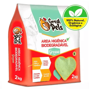 Areia Biodegradável Milho Mandioca Grossa -  2Kg