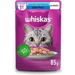 Ração Úmida Whiskas Sachê Peixe Ao Molho Para Gatos Adultos  Castrados - 85G