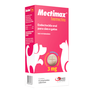 Antiparasitário Agener Mectimax 3mg C/ 4 Comprimidos para Cães e Gatos
