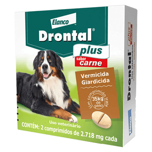 Vermífugo Drontal Plus Sabor Carne 35 Kg - 2 Comprimidos