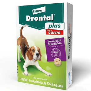 Vermífugo Drontal Plus Sabor Carne Cães - 4 Comprimidos