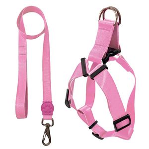 Guia e Peitoral Americano Poliéster Rosa Bebê G