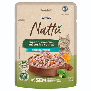 Premier Nattu Sachê Gatos Castrados Frango e Abóbora 70 G