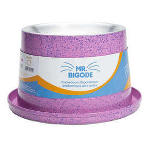 Comedouro Antiformiga Para Gatos Mr. Bigode Rosa -250Ml