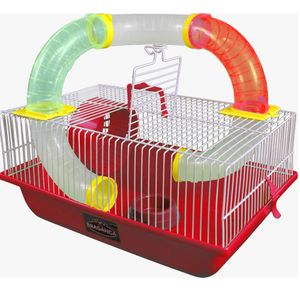 Gaiola Bragança Hamster Tubos Divertidos Grande 153 - Branco E Vermelho