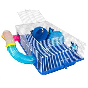 Gaiola Bragança Moradia Hamster Mouse Fun Space Grande 170 - Branco E Azul