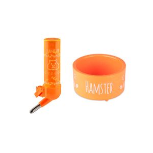 Kit Bebedouro E Comedouro De Hamster Nº2 (Laranja)