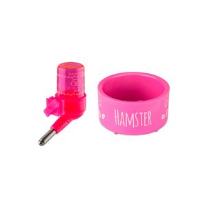 Kit Bebedouro E Comedouro De Hamster Nº1 (Rosa)