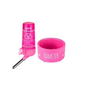 Kit Bebedouro E Comedouro De Hamster Nº3 (Rosa)