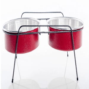 Comedouro Aramado Duplo Mini Vermelho - 1,2Lts