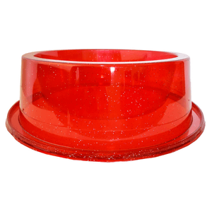 Comedouro Médio Antiformiga Vermelho Transparente Glitter  - 1000Ml