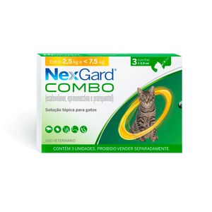 Antipulgas E Carrapatos Nexgard Combo Para Gatos C/3 - De 2,5 A 7,5 Kg