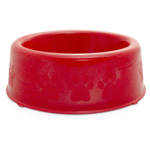 Comedouro Plastico Patinhas Pequeno Vermelho - 1100Ml