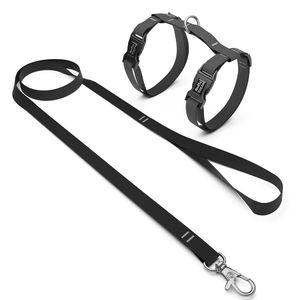Peitoral H + Guia Para Gatos Premium - Classic Preto