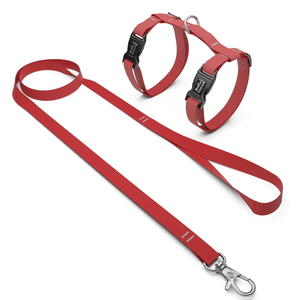 Peitoral H + Guia Para Gatos  Premium - Classic Vermelho