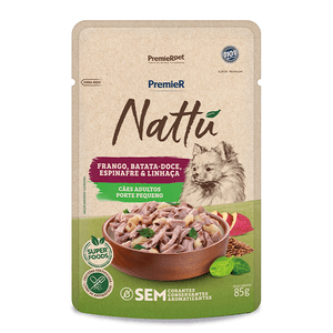 Ração Úmida Sachê Premier Cães Nattu Porte Pequeno Frango E Batata Doce 85 G