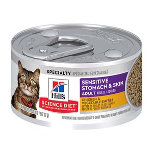 Ração Úmida Hill's Science Diet Pele Sensível Para Gatos Adultos Sabor Frango E Vegetais - 82 G