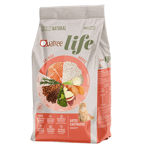 Ração Seca Quatree Life Gatos Castrados Salmao E Arroz 10,1 Kg