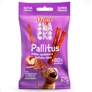 Petiscos Snacks Quatree Pallitus Sabor Cordeiro E Batata Doce 60 g