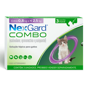 Antipulgas E Carrapatos Nexgard Combo Para Gatos C/3 - De 0,8 A 2,5 Kg