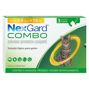 Antipulgas E Carrapatos Nexgard Combo Para Gatos C/3 - De 2,5 A 7,5 Kg