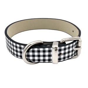 Coleira Zooland Para Cachorros - Quadriculado Branco Com Preto - 47Cm