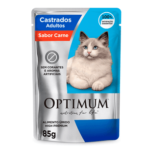Ração Úmida Sache Optimum Gatos Adulto Castrado Carne 85G