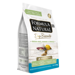 Biscoito Fórmula Natural Dog Biscuits Batata Doce, Banana E Linhaça Para Cães Adultos  Raças Minis E Pequenas - 250G