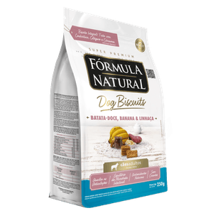 Biscoito Fórmula Natural Dog Biscuits Batata Doce, Banana E Linhaça Para Cães Adultos  Raças Médias E Grandes - 250G